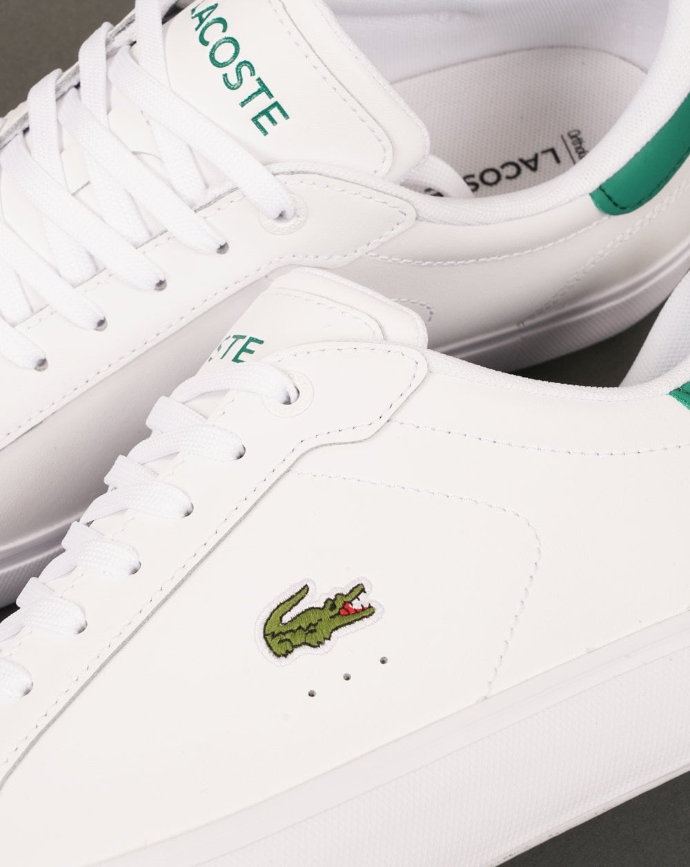 Lacoste Powercourt 125 Leather Trainers White/Green