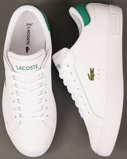 Lacoste Powercourt 125 Leather Trainers White/Green