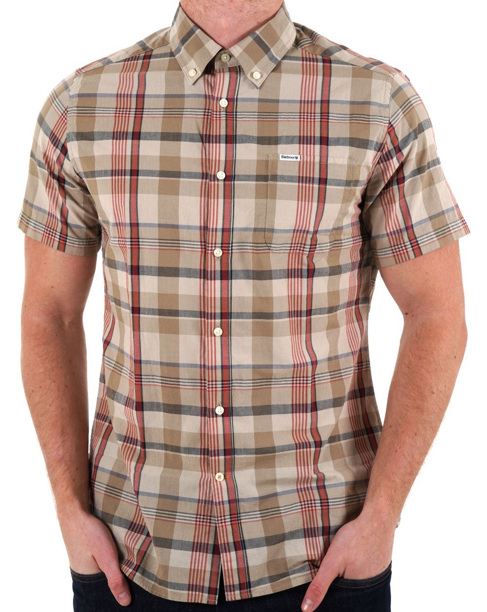 Barbour Hillway Madras SS Shirt Washed Stone