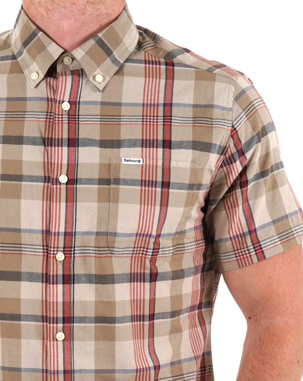 Barbour Hillway Madras SS Shirt Washed Stone