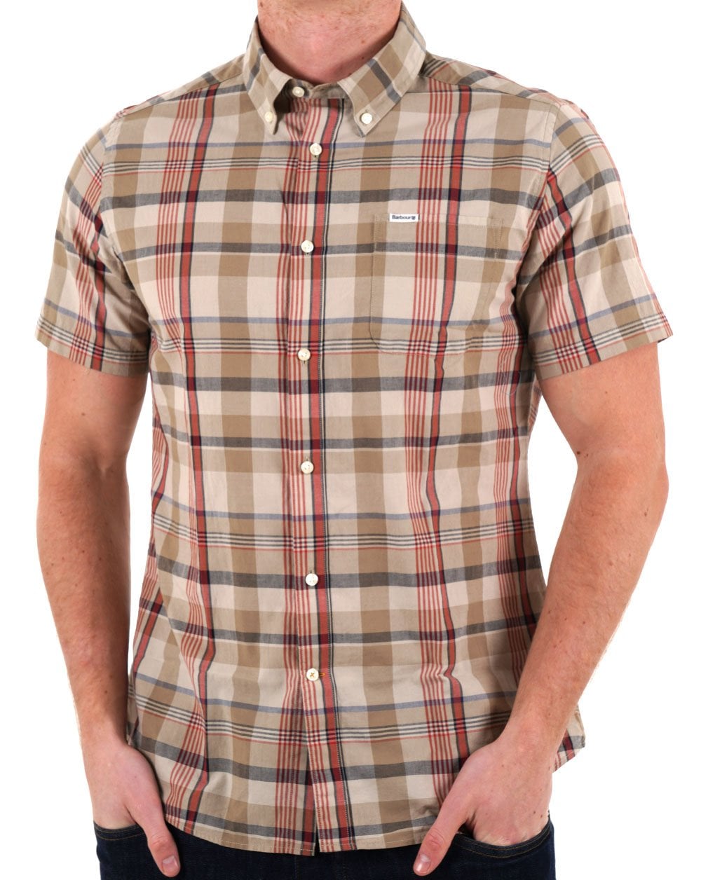 Barbour Hillway Madras SS Shirt Washed Stone