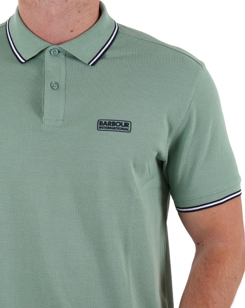 Barbour International Evan Tipped Polo Shirt Granite Green