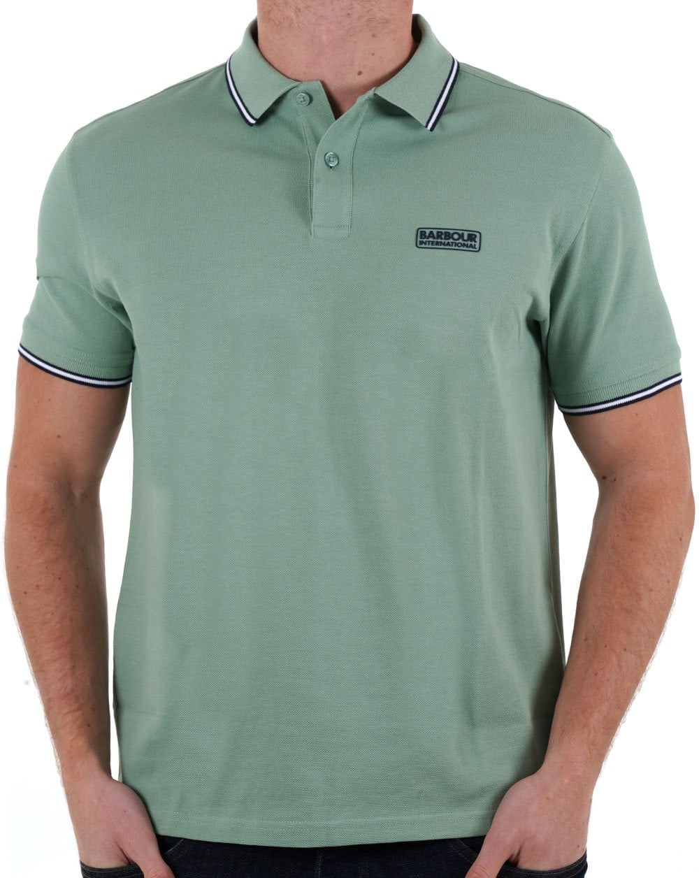 Barbour International Evan Tipped Polo Shirt Granite Green