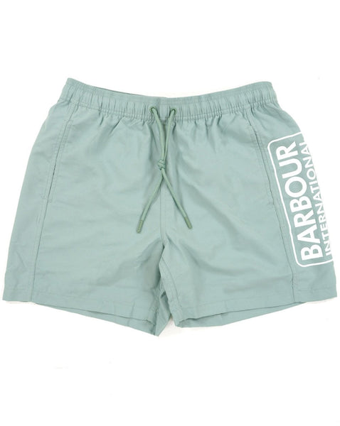 Barbour International Large Logo Swim Shorts Granite Green