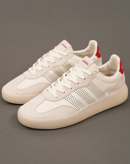 Adidas Barreda Leather Trainers Off White/Scarlet
