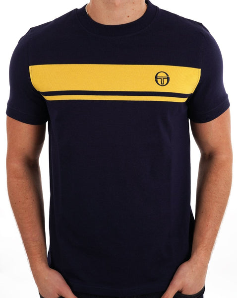 Sergio Tacchini Masters T Shirt Navy Blue/Yellow