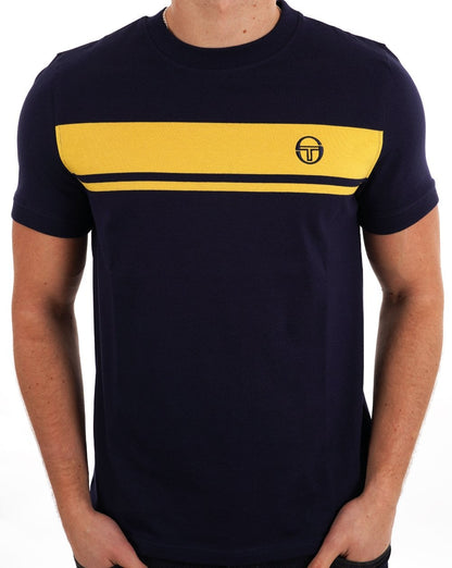 Sergio Tacchini Masters T Shirt Navy Blue/Yellow
