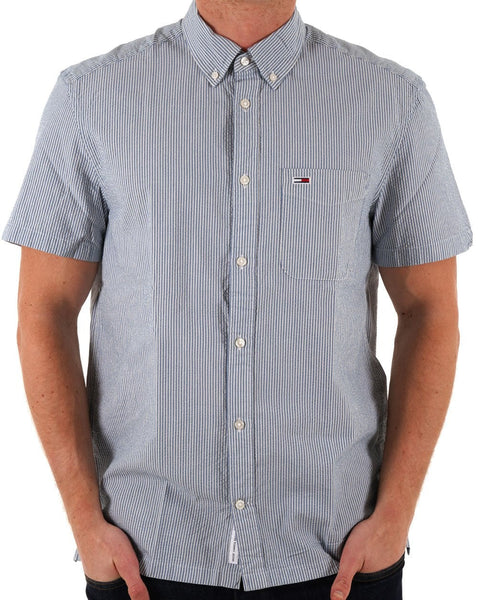 Tommy Jeans Seersucker Summer Shirt Blue Stripes