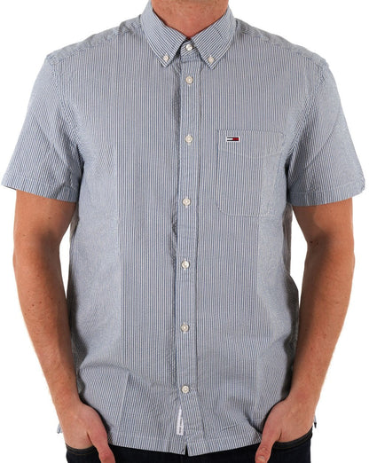 Tommy Jeans Seersucker Summer Shirt Blue Stripes