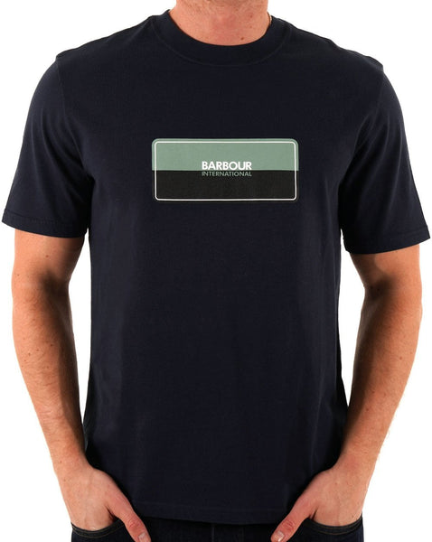 Barbour International Split Lozenge T Shirt Navy