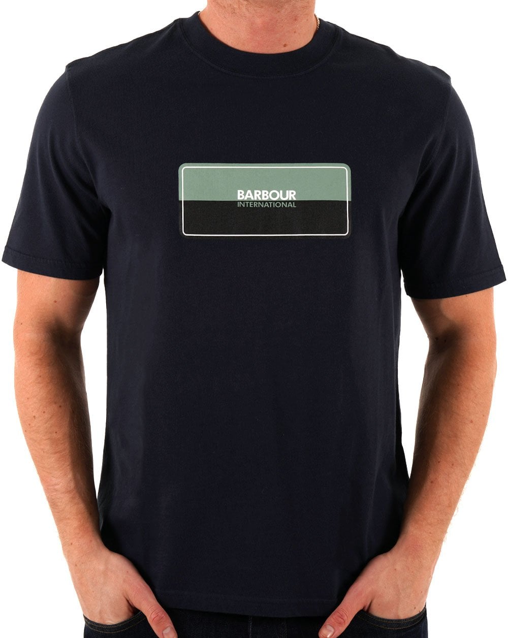 Barbour International Split Lozenge T Shirt Navy