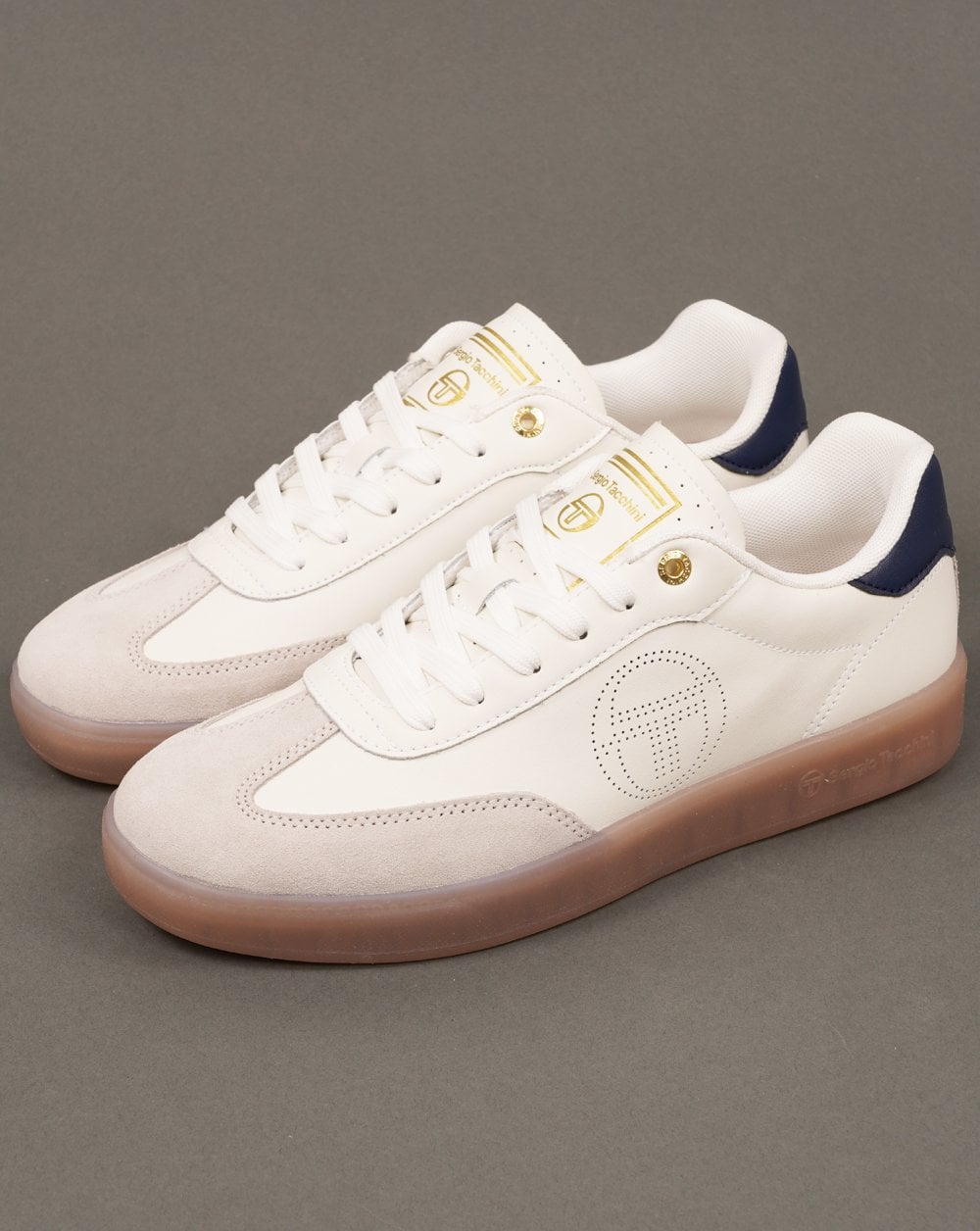 Sergio Tacchini Taormina Leather Trainers White/Navy