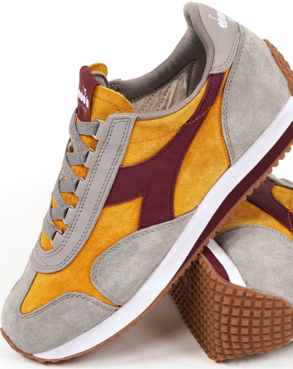 Diadora Equipe 75 Stone Washed Suede Trainers Yellow Freesia