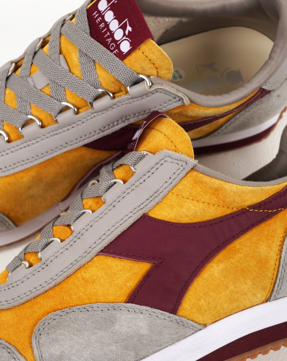 Diadora Equipe 75 Stone Washed Suede Trainers Yellow Freesia