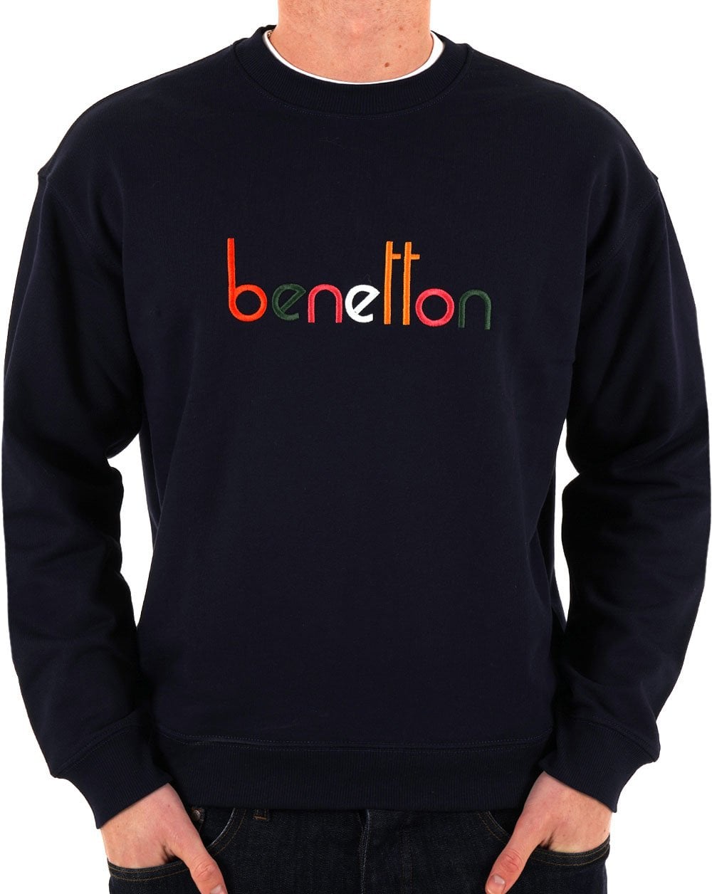 Benetton Embroidered Logo Sweat Navy/Multi
