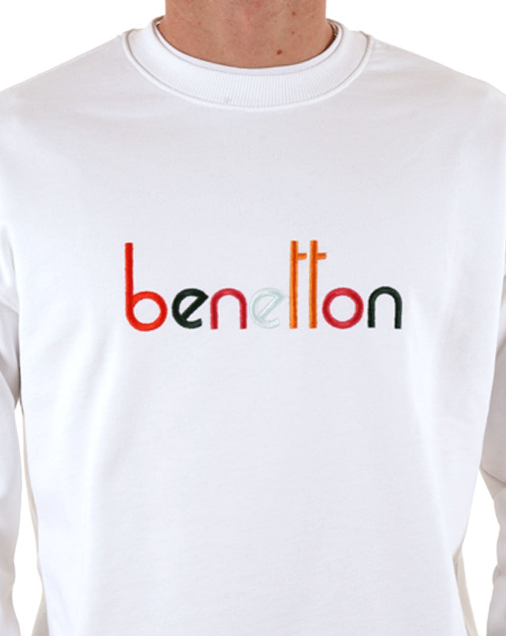 Benetton Embroidered Logo Sweat White/Multi