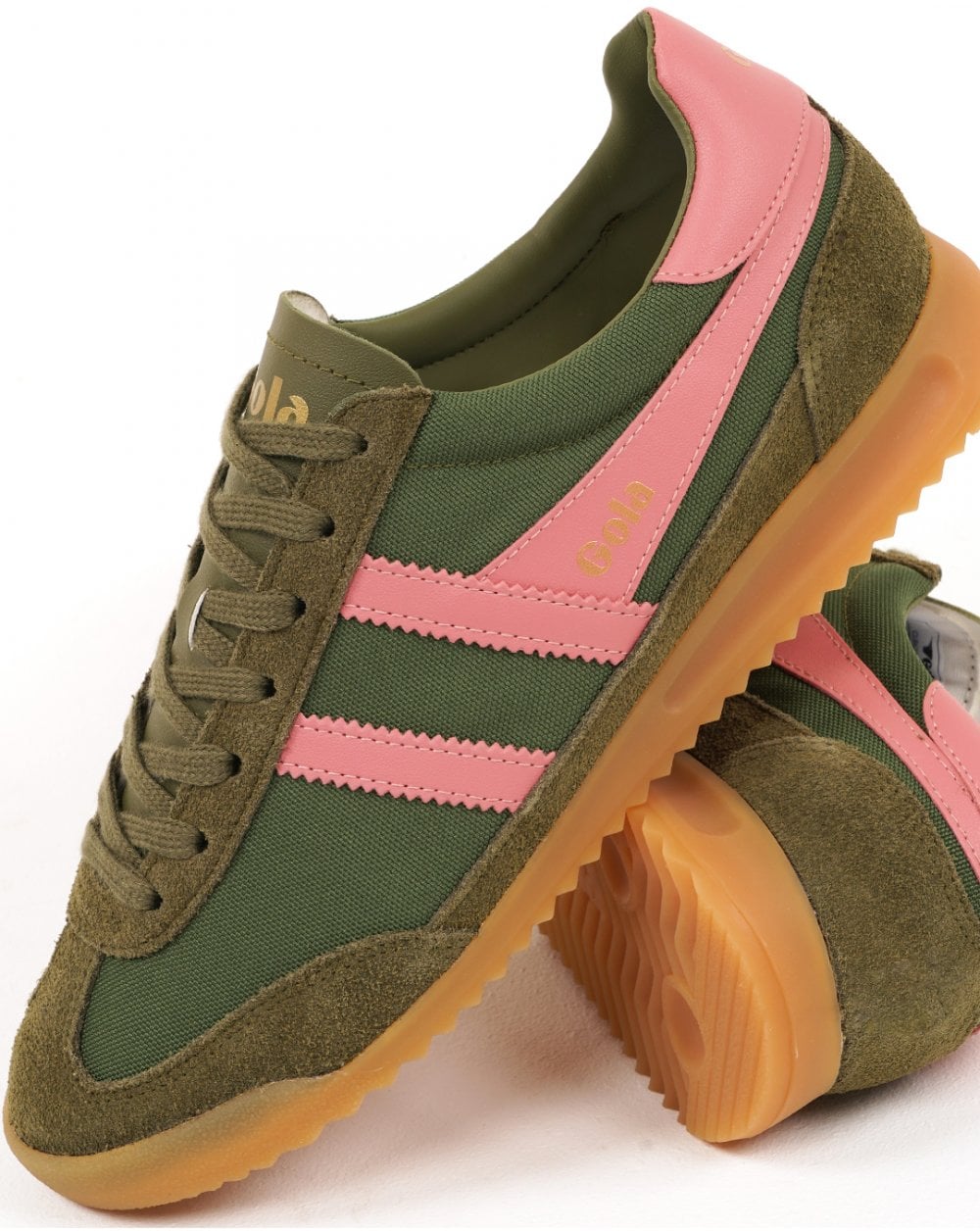 Gola Women's Tornado Trainers Military Green / Coral Pink