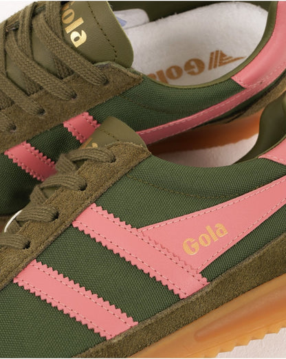 Gola Women's Tornado Trainers Military Green / Coral Pink
