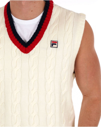 Fila Vintage Rufus Cable Knit Vest Gardenia