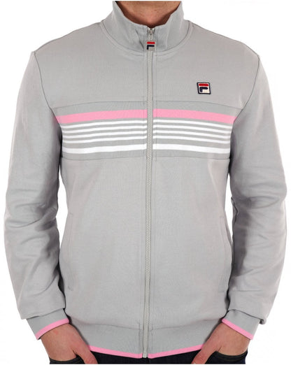 Fila Vintage Multi Stripe Track Top Grey - Pink