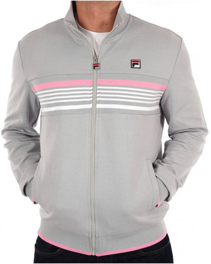 Fila Vintage Multi Stripe Track Top Grey - Pink