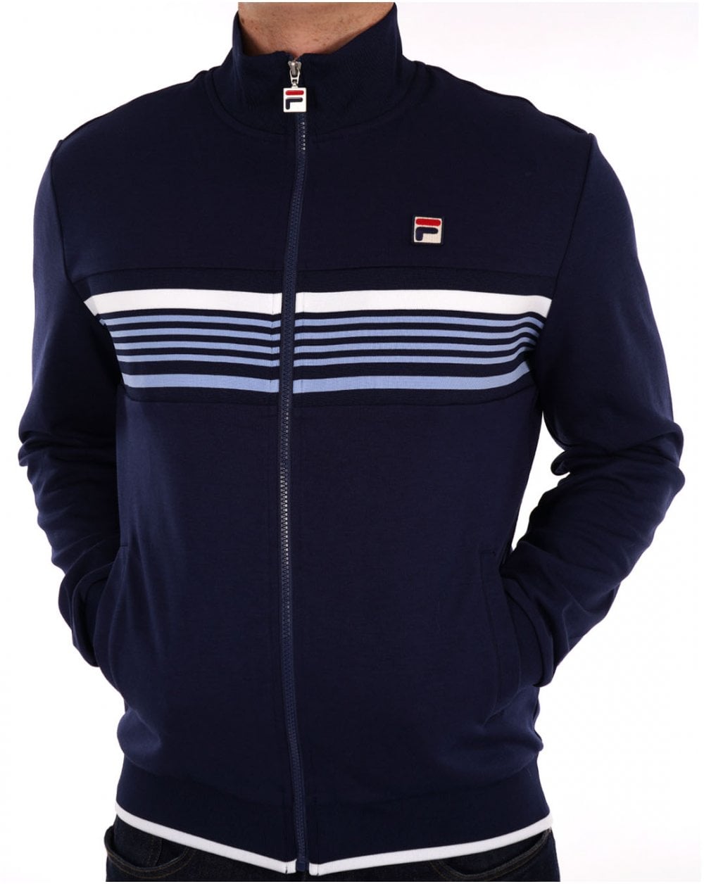 Fila Vintage Multi stripe Track Top Navy sky