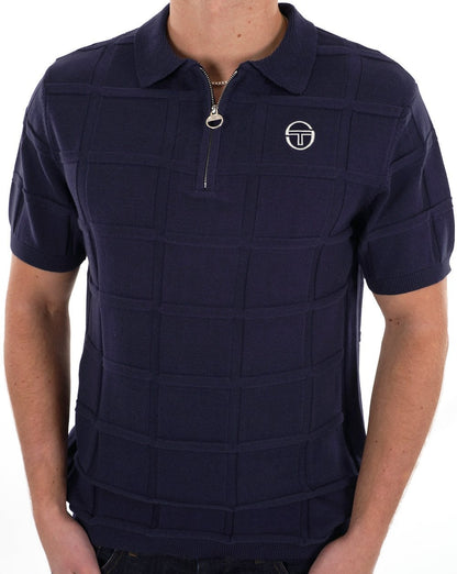 Sergio Tacchini Lorenzo 1/4 Zip Knit Polo Navy Blue
