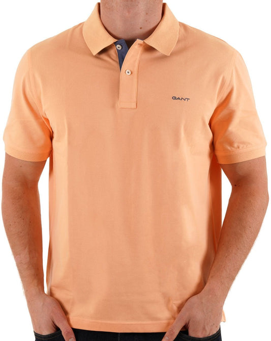 Gant Contrast Collar Polo Shirt Peachy Orange