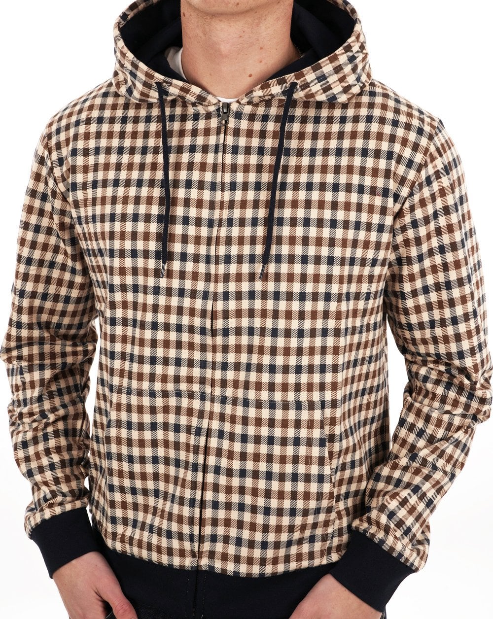 Aquascutum Club Check Full Zip Hoodie Navy