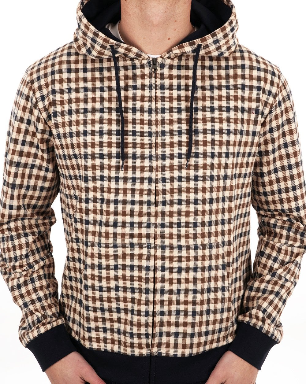 Aquascutum Club Check Full Zip Hoodie Navy