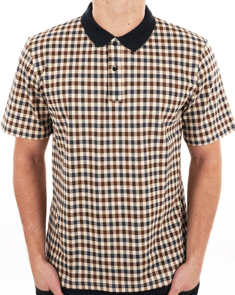 Aquascutum Iconic Club Check Polo Shirt Navy