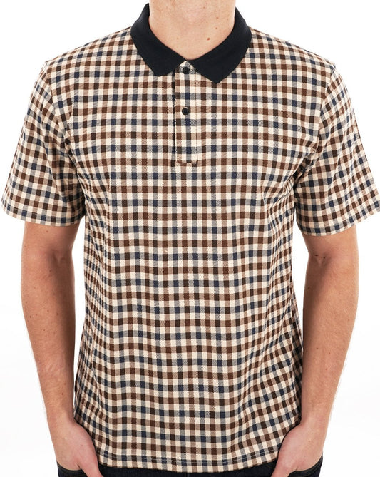 Aquascutum Iconic Club Check Polo Shirt Navy