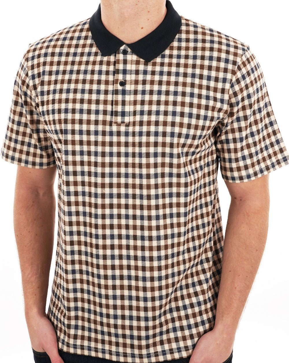 Aquascutum Iconic Club Check Polo Shirt Navy