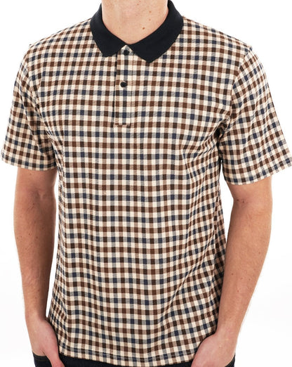 Aquascutum Iconic Club Check Polo Shirt Navy