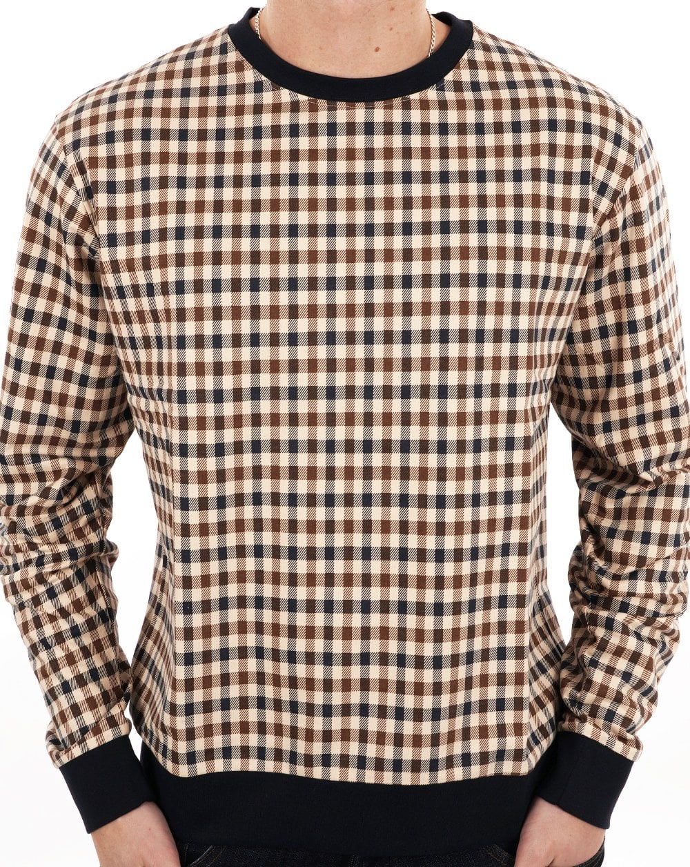 Aquascutum Iconic Club Check Crew Sweat Navy