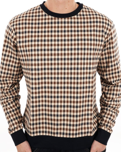Aquascutum Iconic Club Check Crew Sweat Navy