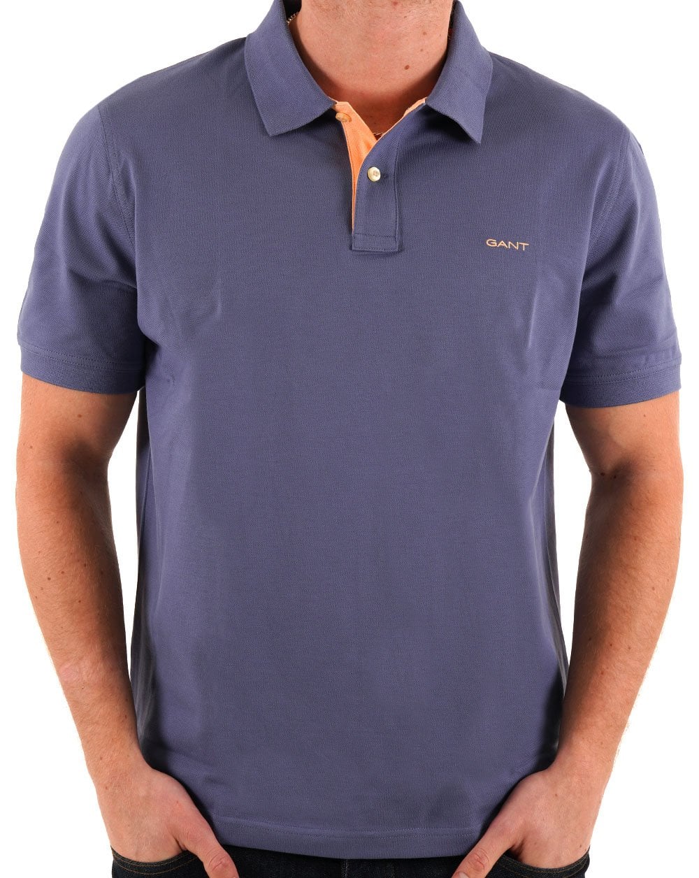 Gant Contrast Collar Polo Shirt Dusty Navy
