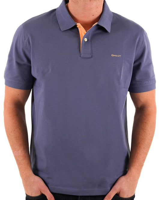 Gant Contrast Collar Polo Shirt Dusty Navy