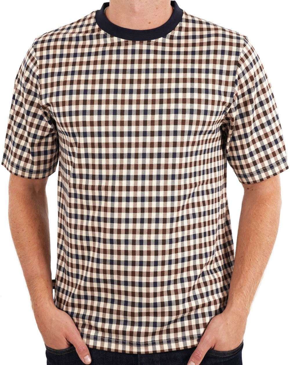 Aquascutum Club Check T Shirt Navy