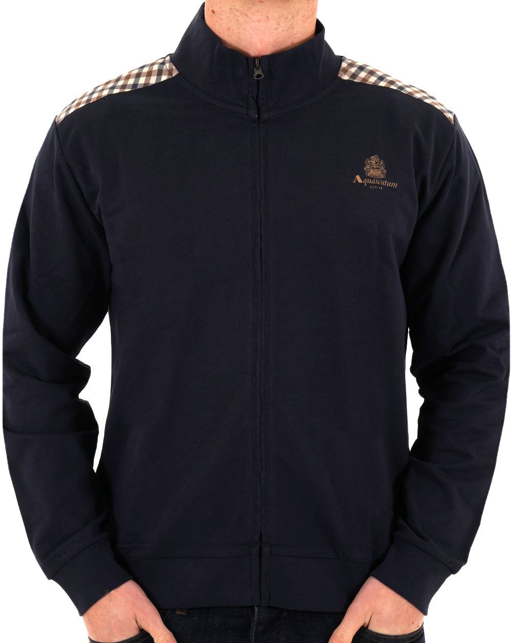 Aquascutum Club Check Detail Track Top Navy