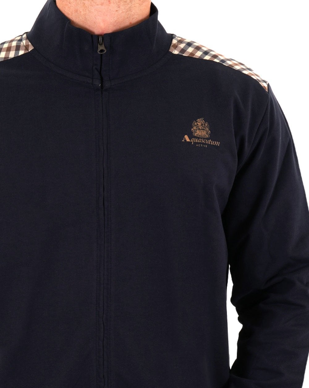 Aquascutum Club Check Detail Track Top Navy