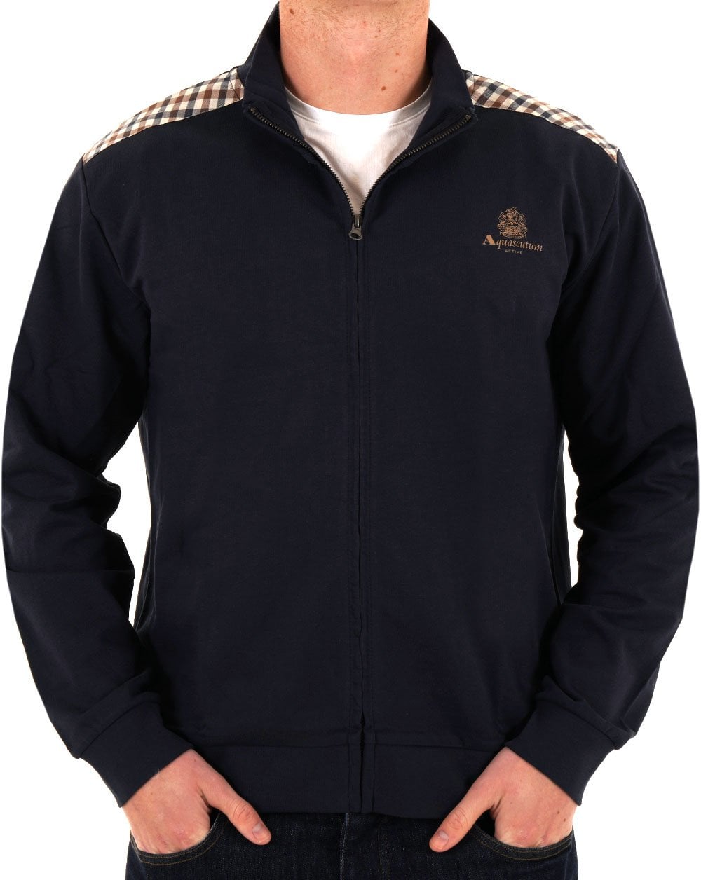 Aquascutum Club Check Detail Track Top Navy