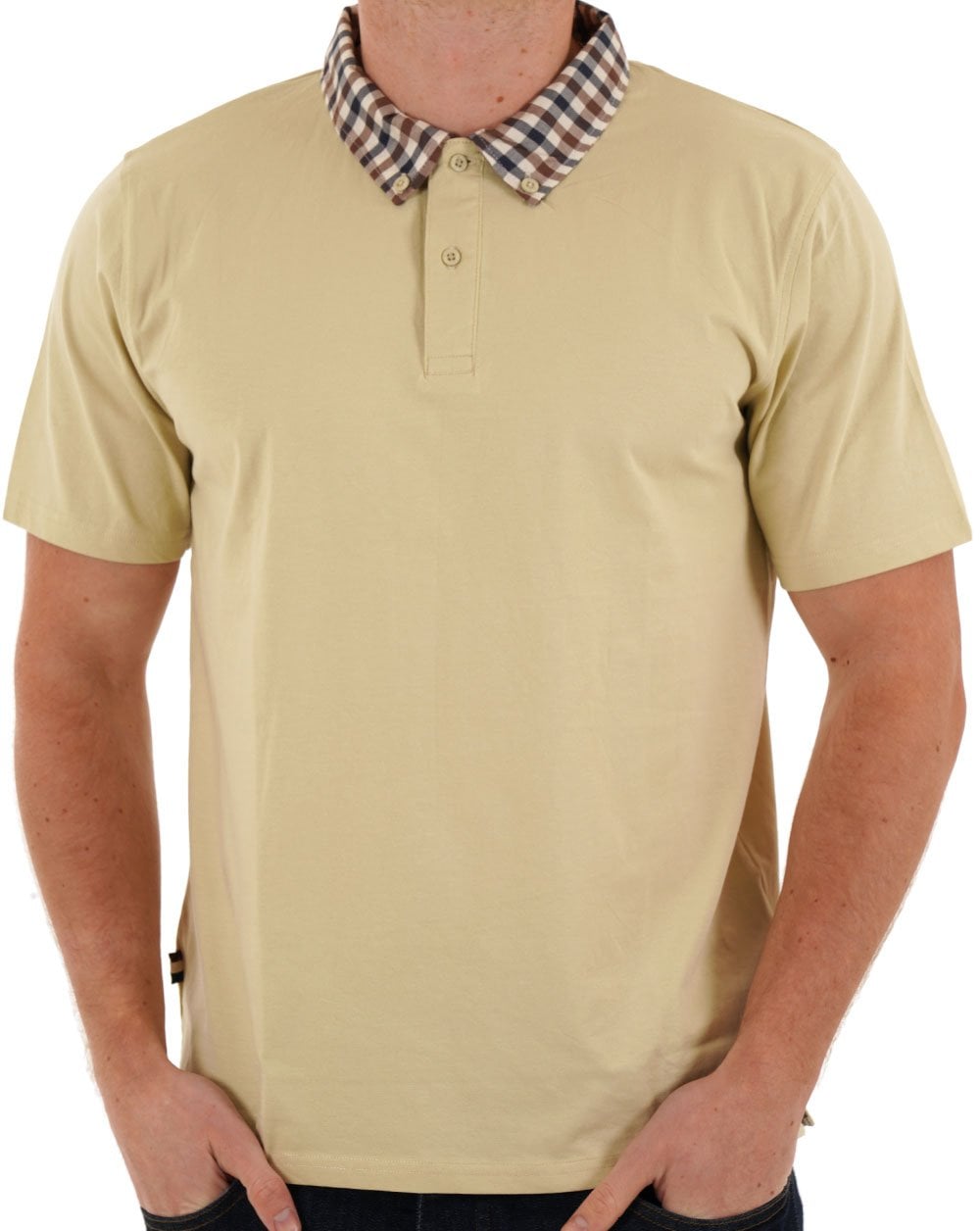 Aquascutum Club Check Collar Polo Beige