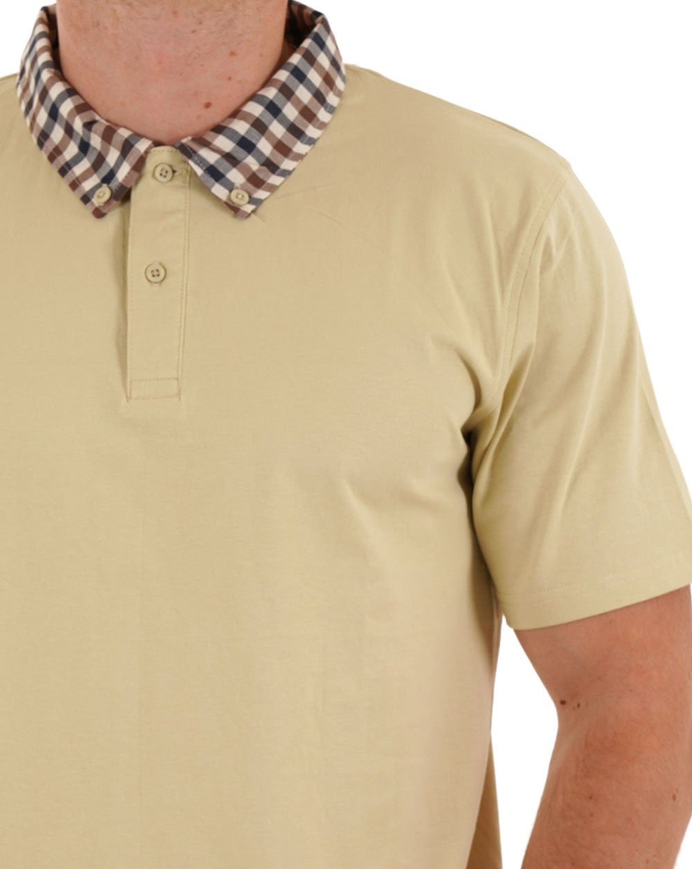 Aquascutum Club Check Collar Polo Beige