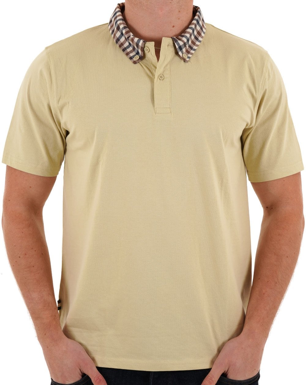 Aquascutum Club Check Collar Polo Beige