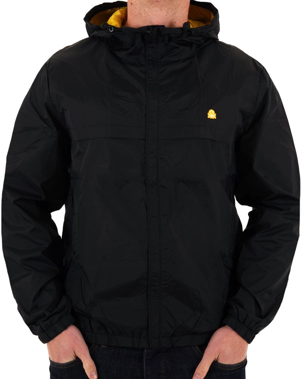 Benetton Hooded Rain Defender Jacket Black/Yellow