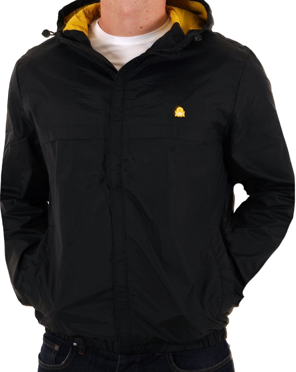 Benetton Hooded Rain Defender Jacket Black/Yellow