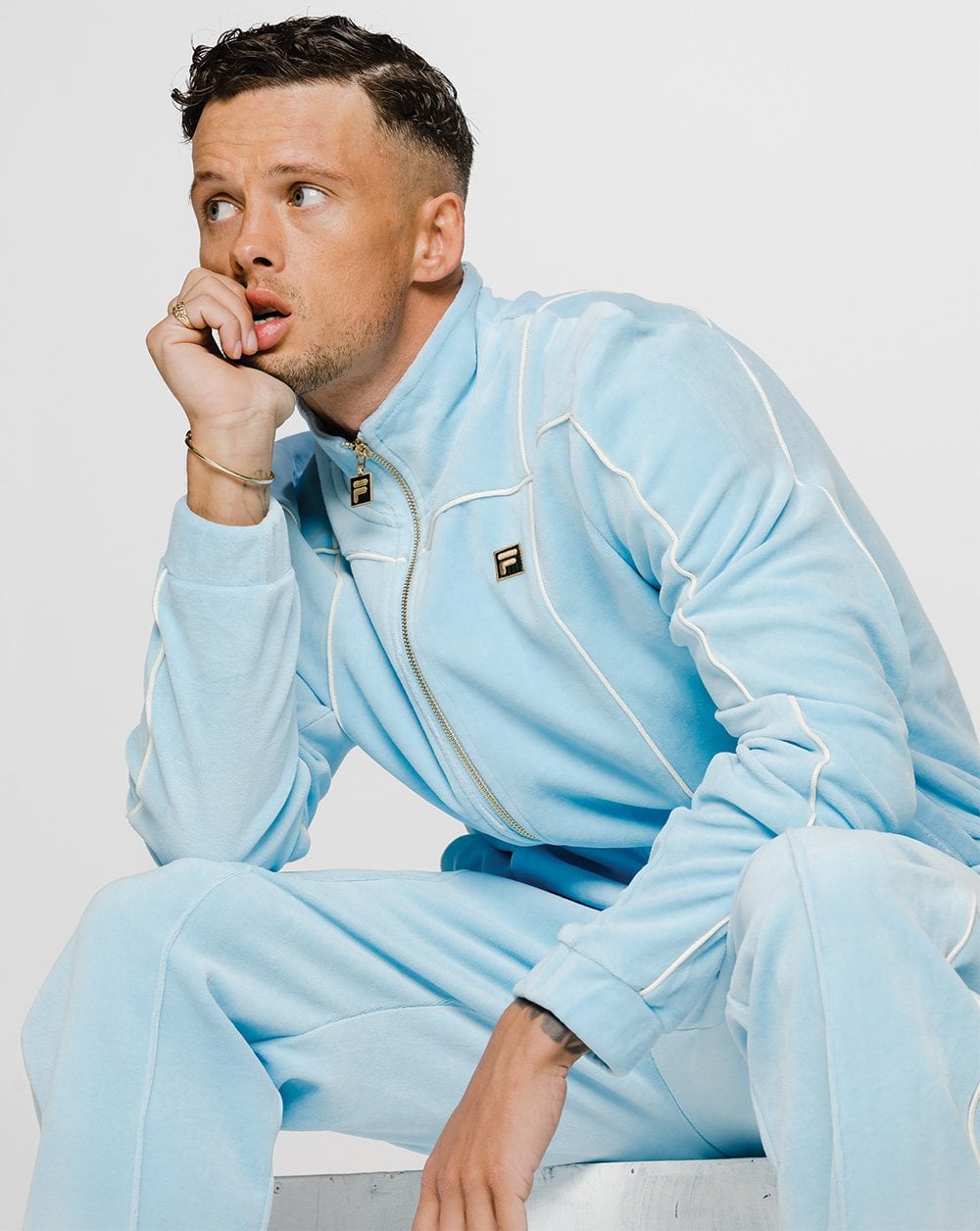Fila Gold Piped Velour Track Top Sky Blue