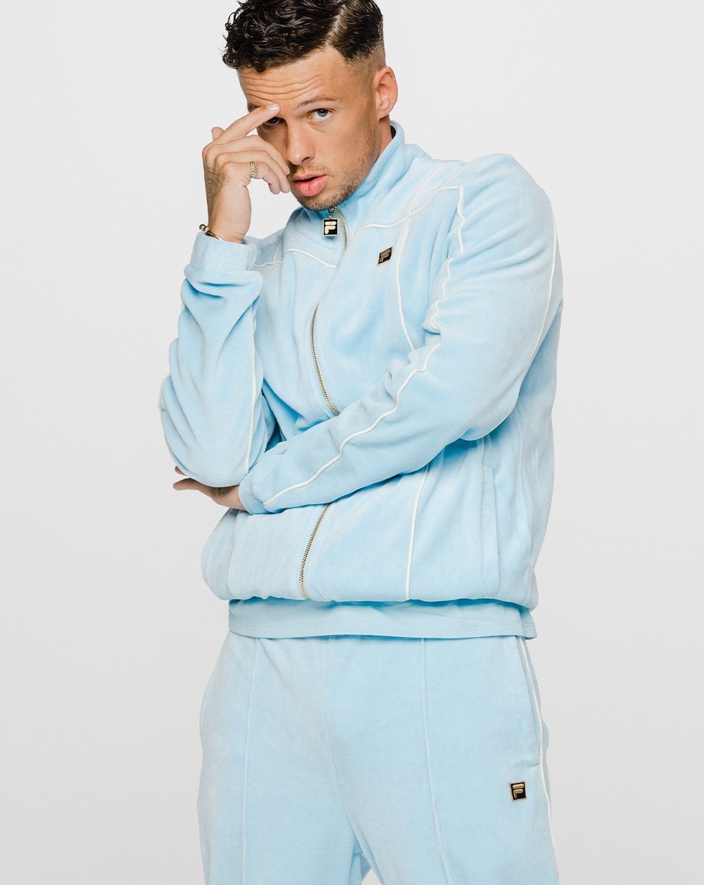 Fila Gold Piped Velour Track Top Sky Blue