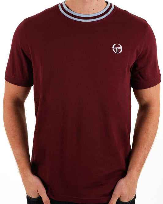 Sergio Tacchini Rainer T Shirt Claret/Sky Blue